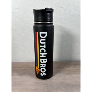 Dutch Bros Black Metal Canteen 20 oz Cold Stainless Steel Bottle- EUC